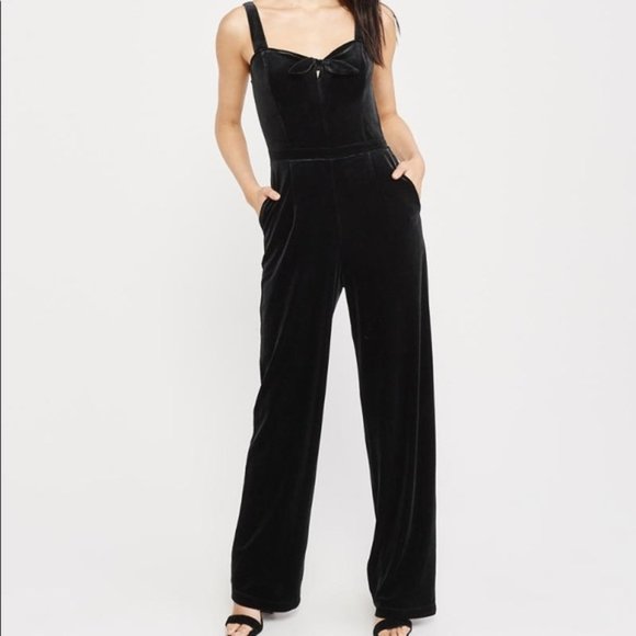 Abercrombie & Fitch Velvet Tie Front Jumpsuit - Picture 7 of 7